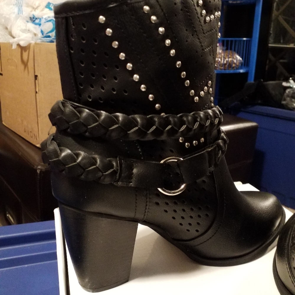 Black Studded Rope Bootie - Picture 7 of 8